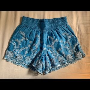 Blue Embroidered J Crew Shorts